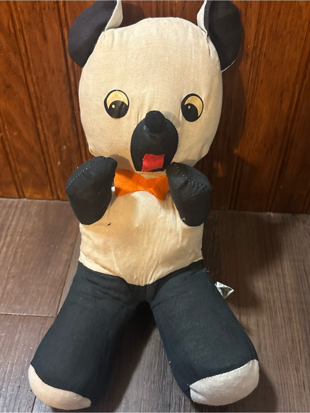 Vintage MCM 50s 60s Carnival Prize Plush Stuffed Animal Panda Bear Toy